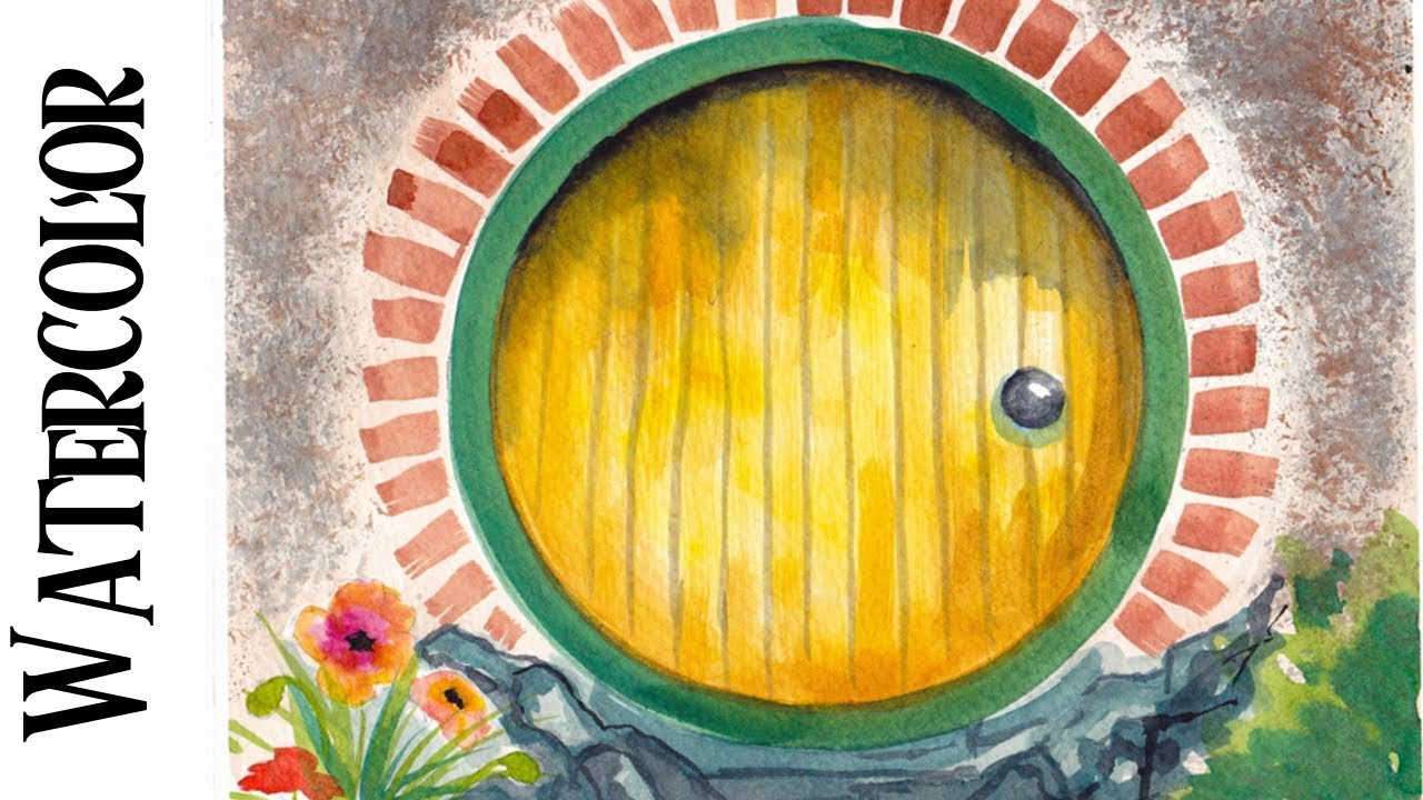 The Art Sherpa: Easy Hobbit door in the shire watercolor step by step