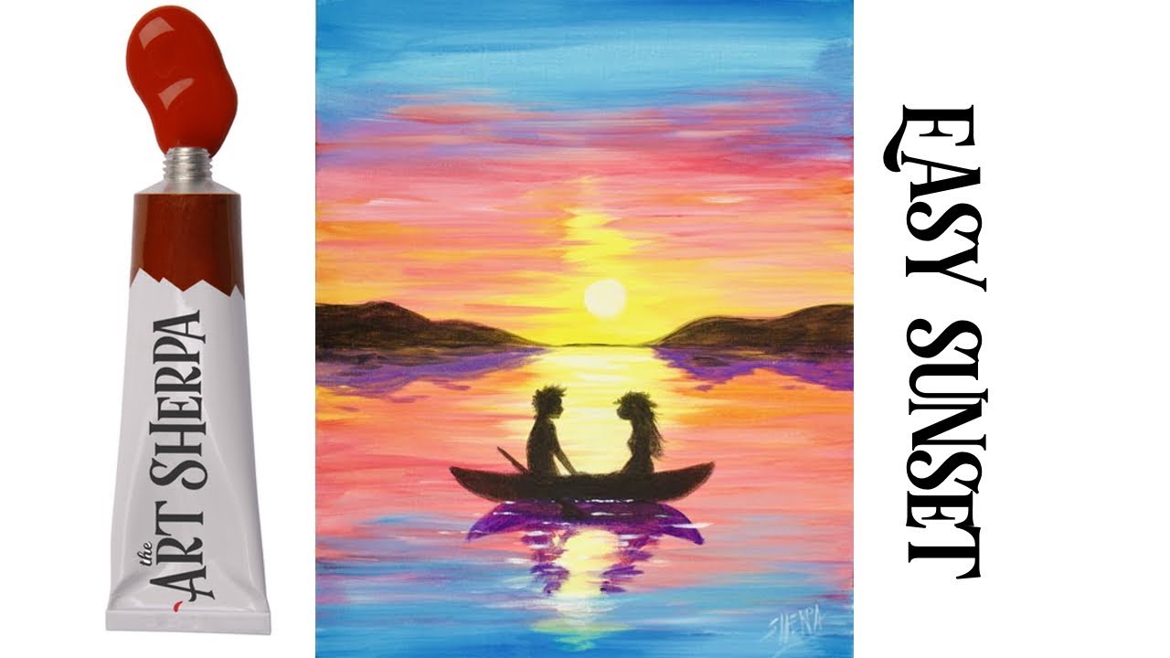 The Art Sherpa: Easy Sunset couple in love acrylic painting step by step