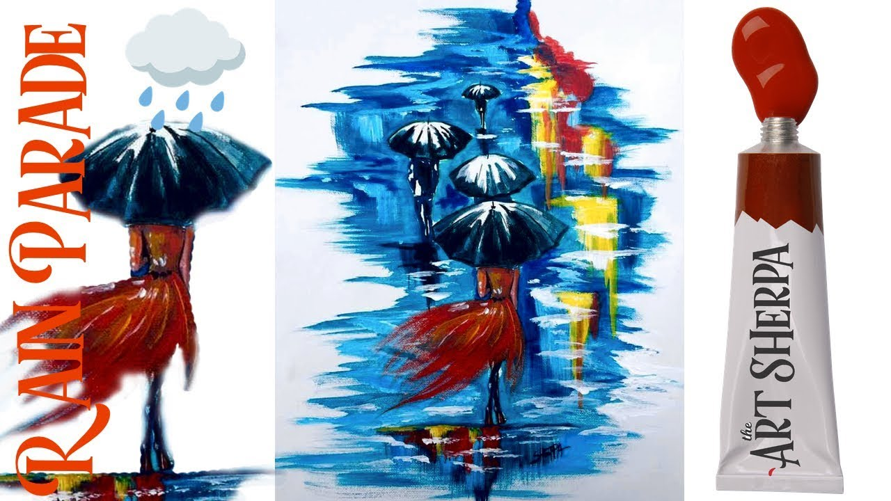 The Art Sherpa: Easy simple Girl in the Rain Step by step Acrylic tutorial